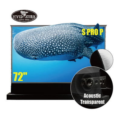 PRO P 72 Inch Reject S Ambient Light 4K 3D Transparent Acoustic Electric Rising Floor Up Tag Tension Anti-light Screen Throw For Short Projector