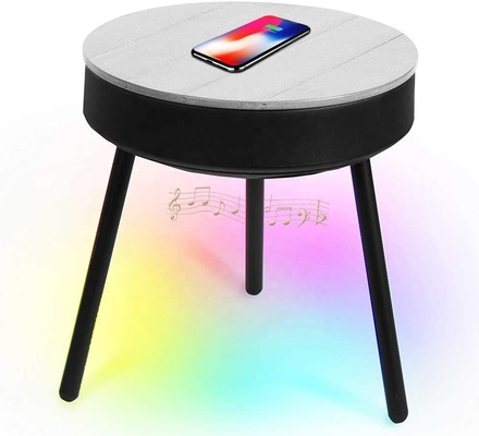 Modern Multifunctional Wooden Furniture Wireless Wireless Charger Table Outdoor Speaker Charger Table with RGB LED