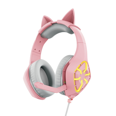 Foldable Earphone Over-Ear Radio Stereo Headset With MIC LED Light Compatible With Kids Cat Ear Headphones Smartphones PC Tablet